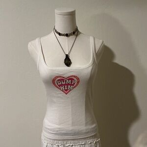 Forever 21 White ribbed tank top with "dump him" graphic